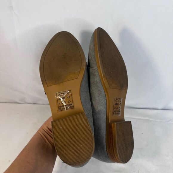 QUPID Gray Scalloped Edge Cut Out Side Slip On Flat Ankle Shoes Size 7.5 - Picture 6 of 9